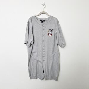[Vintage] 90s Warner Brothers Sz S/M Gray Looney Tunes Bugs Bunny Sleep Onesie
